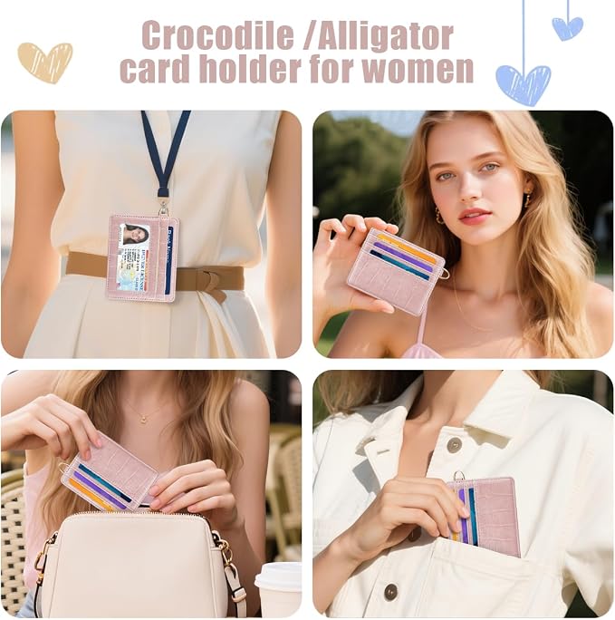 Slim Credit Card Holder Crocodile Wallet Women Thin Alligator Wallets RFID - Image 6