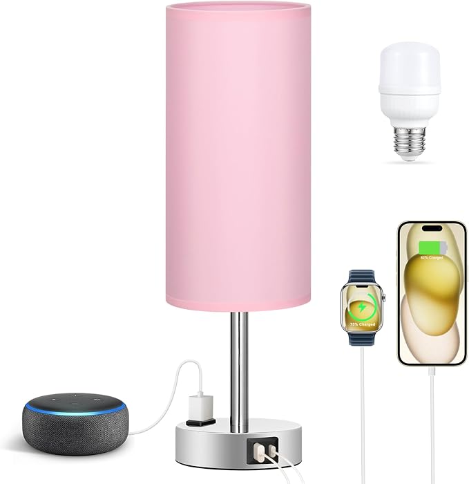 Fenmzee Pink Lamp for Bedroom Nightstand - Image 6