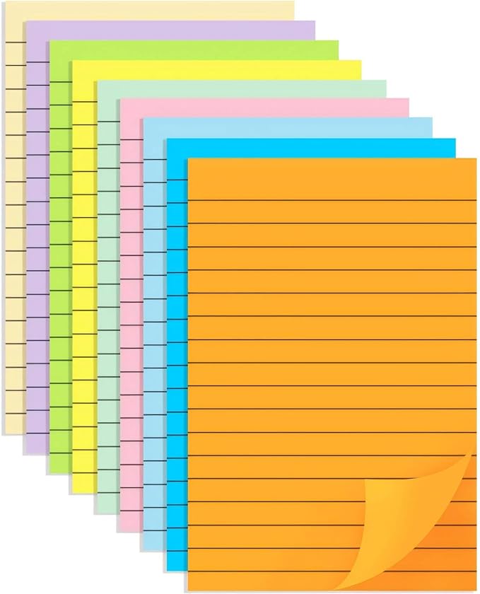 BOKUGE Lined Sticky Notes 4x6 in, Strong Adhesive Self Stick Note Pads by BOKUGELivingHomePavilion