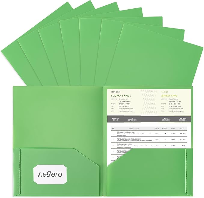 Aegero Plastic Folders with Pockets, Durable Heavy Duty File Folders with by Unknown
