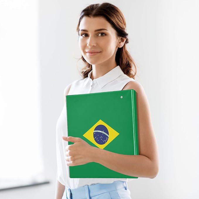 Brazil Flag 3-Ring Binder, 1.5 Inch D-Ring Organizer Folder Clipboard Binder - Image 8