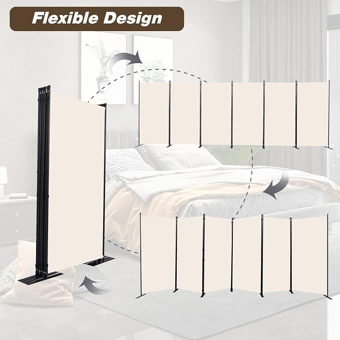 CHOSENM Room Divider, 6 Panel Folding Privacy Screens - Image 5