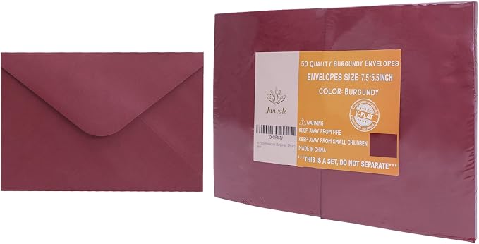 Burgundy A7 V-Flap Envelopes, 5 x 7 Inch, 50 Pack, 120gsm Paper - Image 6