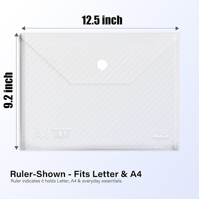 10 Pack, Plastic Envelopes – Transparent Waterproof Reusable File Folders - Image 2