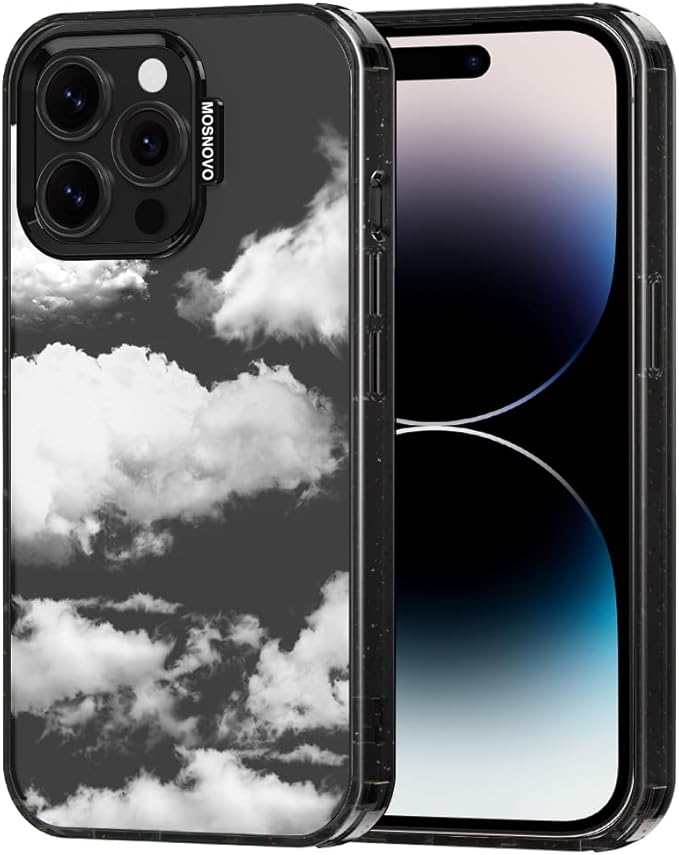 MOSNOVO Case for iPhone 14 Pro Max, [10ft 4X Military-Grade Drop Protection] Durable & Shockproof Phone Case Cover Design for iPhone 14 Pro Max - Cloud - Clear Black-DeskLoop Office