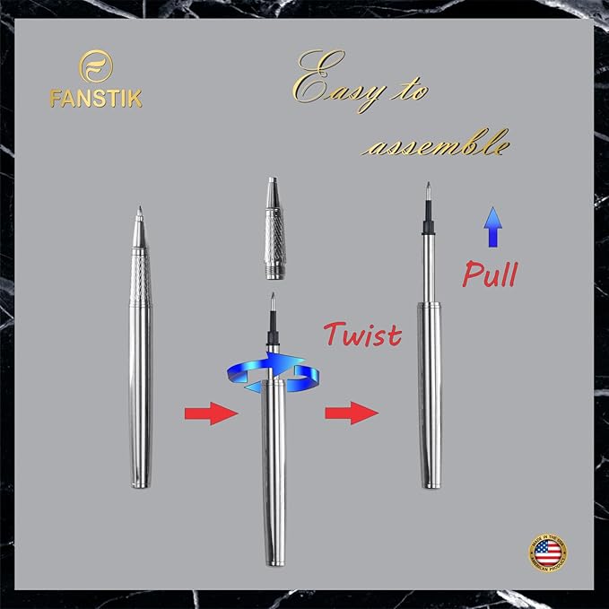 Silver Luxury Rollerball pen (Made In USA) fancy gift set for women, Chrome Finish, Professional executive pen gift set for men (Lux Rollerball Silver)-DeskLoop Office