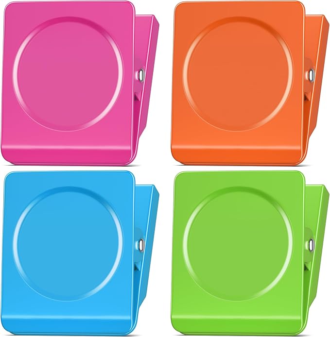 FINDMAG Extra Large Clip Magnets, 4 Pack Coloful Magnetic Clips Heavy Duty by FINDMAG
