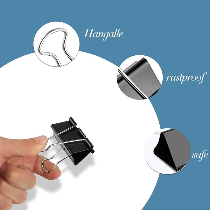 48 Pcs Large and Extra Large Binder Clips, 2 Inch Length and 1.6 Inch Length - Image 3