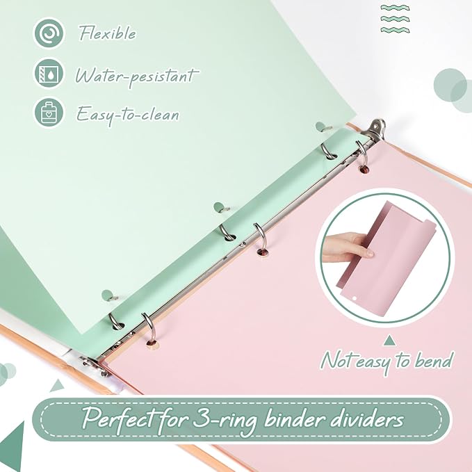Honoson 12 Sets 8 Tab Dividers for 3 Ring Binders Plastic File 8.5 x 11 Inch - Image 3