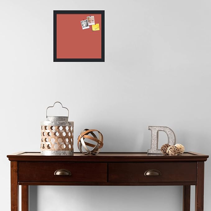 PinPix 13x13 Inch Cork Bulletin Board. This Decorative Framed Pin Board Comes with Crimson Pastel Design and a Satin Black Frame. Ideal for Home Office Decor or Message Board (PinPix-1807)-DeskLoop Office