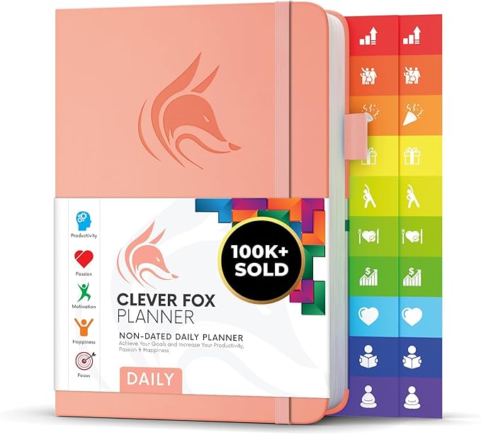 Clever Fox Daily Planner – Undated Planning Notebook with Hourly Schedule & To-Do List – Personal Day Task & Work Organizer, 6 Months (Peach Pink)-DeskLoop Office