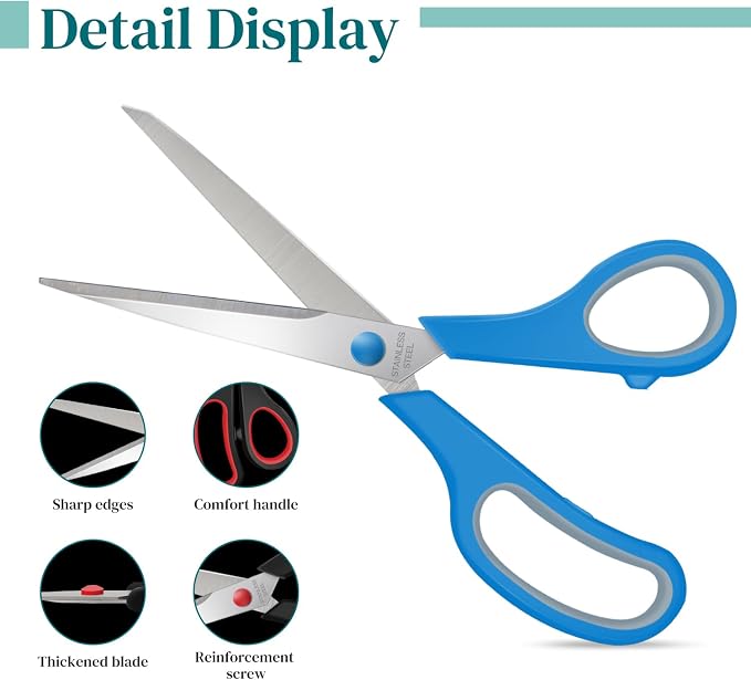 48 Packs 8" Sewing Craft Scissors Bulk, Stainless Steel Shears - Image 3