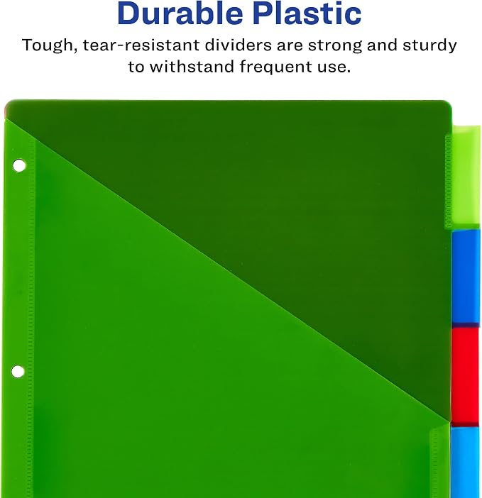 Avery Dividers for 3 Ring Binders, 5 Tab Plastic Binder Dividers, Insertable - Image 5