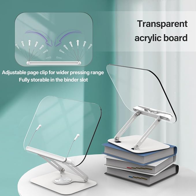 BYMECOST Acrylic Book Stand for Reading, Adjustable Book Holder - Image 2