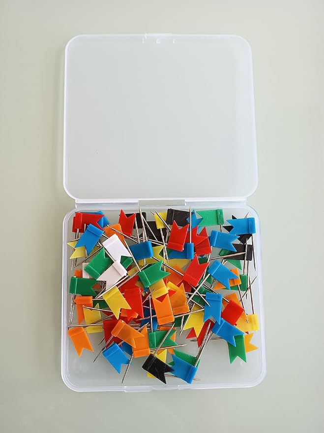 100PCS Map Flag Push Pins, Newlan Colorful Map Tacks Push Pins, Flag Tacks - Image 4