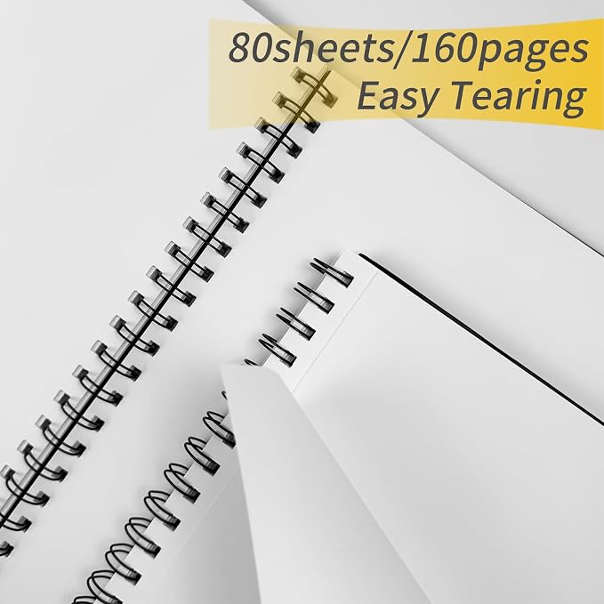 Blank Spiral Notebook, 8.5" x 11" Hardcover Sketch Book, 6 Pack Large Blank - Image 4
