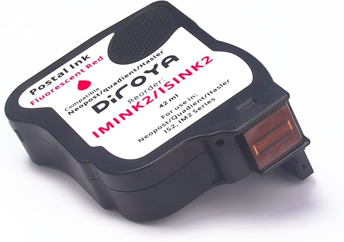ISINK2 Fluorescent Red Ink Cartridge for Neopost IS-200, IS-240, IS-280, Quadient Hasler IM-200, IM-240, IM-280 Franking Machines, 42ml, 4200 Impressions, 4145144H-DeskLoop Office