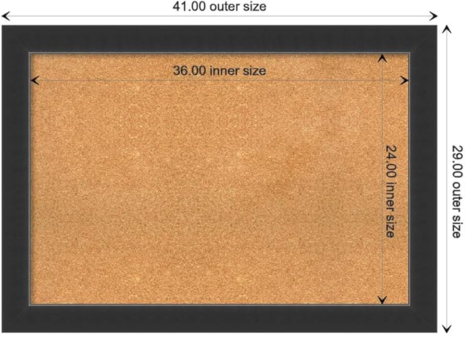 Amanti Art Natural Cork Board for Wall, 29x41 Vision Board with Black Wood Frame, Large Corkboard Office Decor for Home Organization, Modern Contemporary Corkboard Pinboard to display items for home-DeskLoop Office