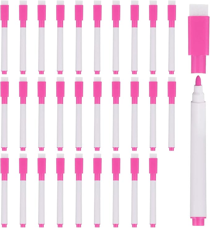 PATIKIL Dry Erase Marker Pens, 30 Pack Rose Red Ink Fine Point Low Odor by PATIKIL