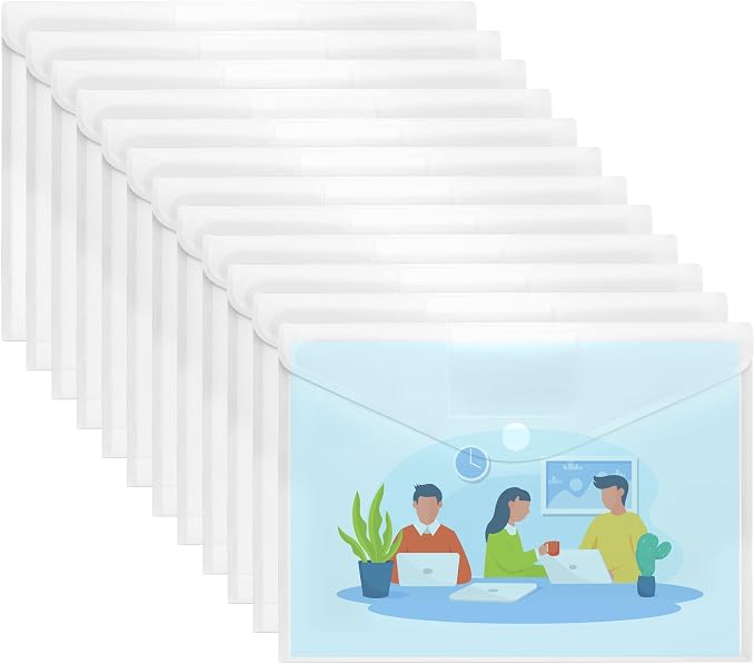 SUNEE 12 Pack Plastic Envelopes, Poly File Folders by SUNEE
