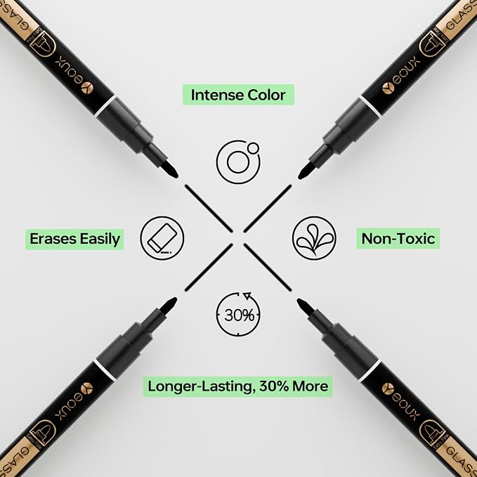 YEOUX Dry Erase Markers for Glass Board | No Residue | Whiteboard Markers | 1mm - Image 2