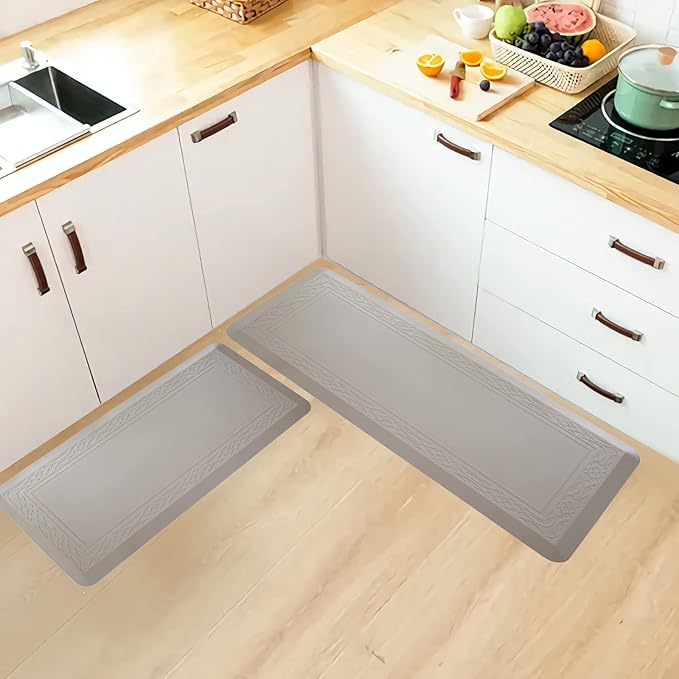 24 x 60 Inch Extra Support Anti Fatigue Comfort Kitchen Mat, Waterproof Long Kitchen Runner, Non-Slip Standing Desk Mat, Commercial Pads for Offices, Home, Garages (Bordeaux Cabblestone, 24'' x 60'')-DeskLoop Office