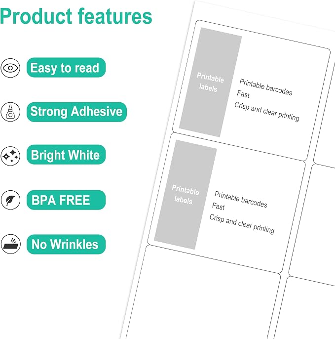L LIKED 3-1/3" x 4" Shipping Labels 30 Sheets, Total 180 Printable White - Image 3