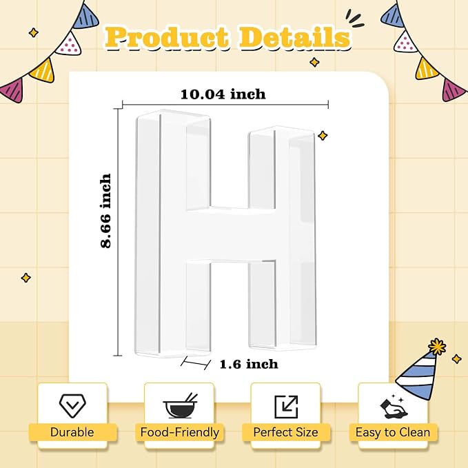 Ledido 10’’ Acrylic Letter Charcuterie Board Box, Reusable Fillable Serving Tray - Image 3