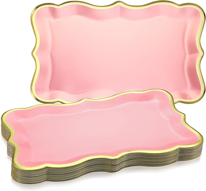 Havawish 24 Pcs 9" x 13" Rose Gold Disposable Paper Serving Trays by Havawish