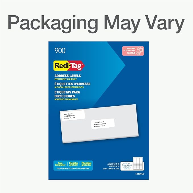 Redi-Tag 1" x 2.63" Address Labels, 900 per Pack, Laser and Inkjet Printer - Image 8