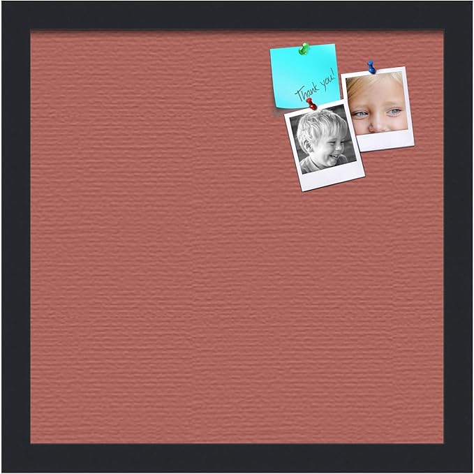 PinPix 14x14 Inch Cork Bulletin Board. This Decorative Framed Pin Board Comes with Crimson Pastel Design and a Satin Black Frame. Ideal for Home Office Decor or Message Board (PinPix-1807)-DeskLoop Office