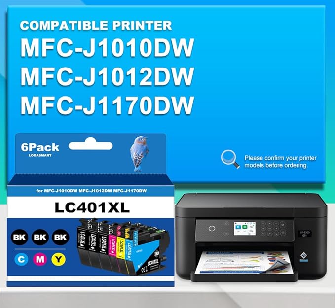 LC401XL Ink Cartridges for Brother Printer Compatible for LC401 Ink Cartridges for MFC-J1010DW MFC-J1012DW MFC-J1170DW Printer 6 Pack (3 Black, 1 Cyan, 1 Magenta, 1 Yellow)-DeskLoop Office