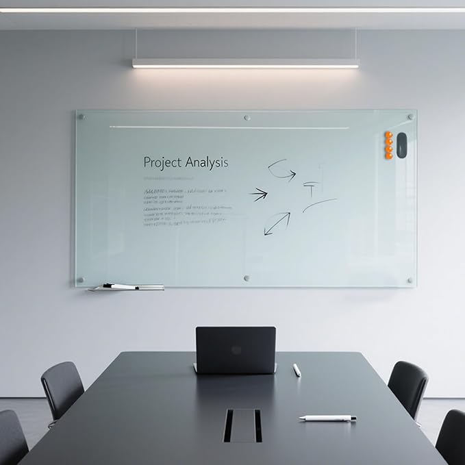 KIZZBY Glass Dry Erase Board - Magnetic Whiteboard, 72"X36" Frameless White Board Clear Glass Boards with Super Strong Magnets, Wall Mounted for Office, Classroom and Home-DeskLoop Office