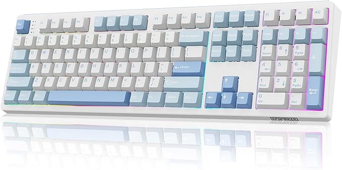 EPOMAKER TH108 Full Size Mechanical Keyboard, Wireless Gaming Keyboard, 8000mAh Battery, Creamy Gasket, 108 Keys, Hot Swap, Custom Driver, RGB Backlights (Blue&White, Creamy Jade Switch)-DeskLoop Office
