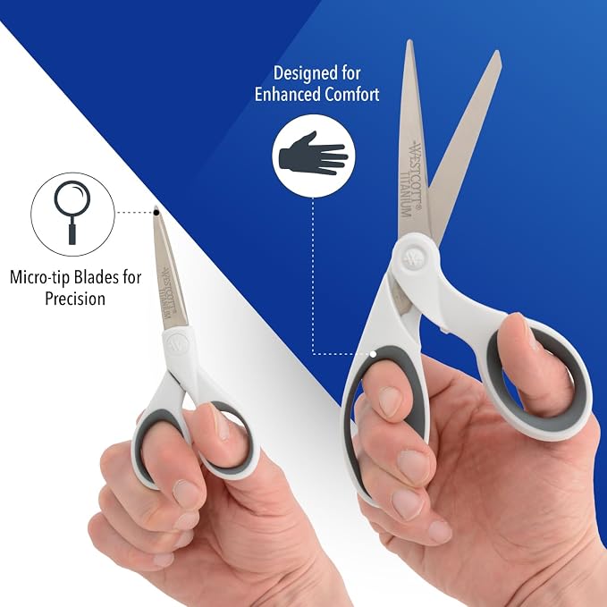 Westcott 5-Inch Micro-Tip & 8-Inch Bent Craft Fabric Scissors - Image 3