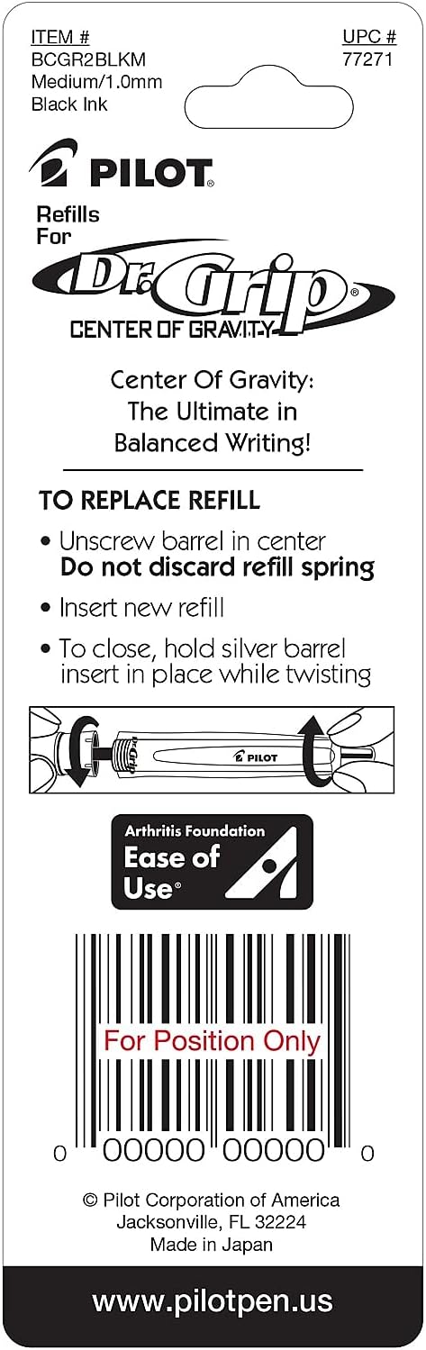 PILOT Dr. Grip Center of Gravity Ballpoint Ink Refill, Medium Point - Image 4