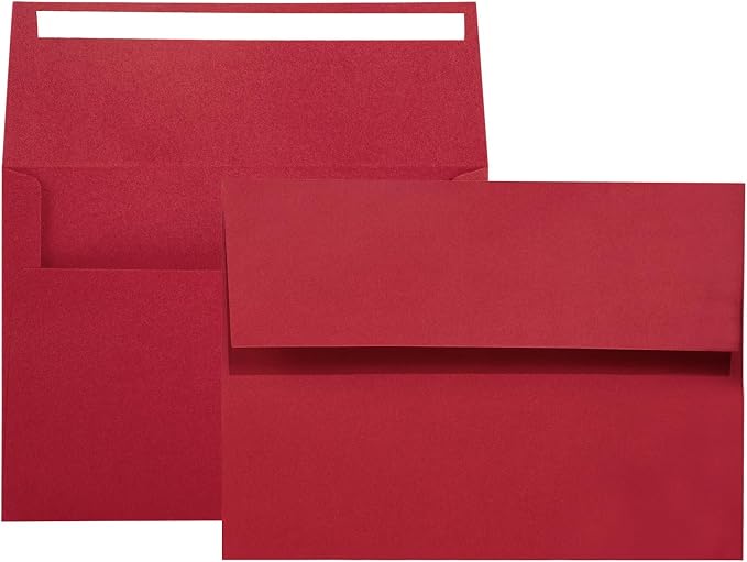 A7 Red Invitation 5x7 Envelopes 100 Pack- Self Seal, Square Flap, invitations by AZAZA