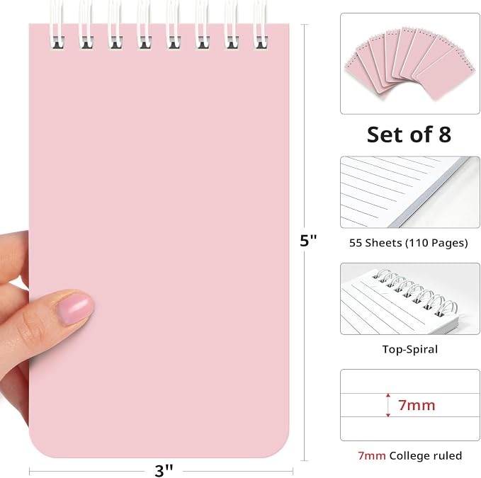 Taja Pocket Small Notebook 3" x 5", Nursing Notepad, Travel - Image 2