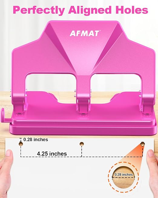 AFMAT 3 Hole Punch Heavy Duty, 40-Sheet Three Hole Punch, 50% Reduced Effort - Image 5