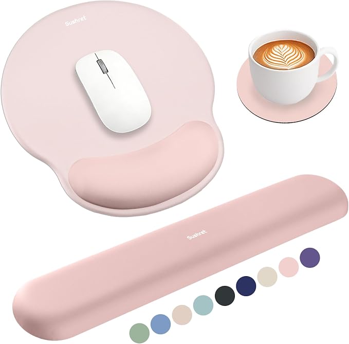 Sushret Mouse Pad and Keyboard Wrist Rest, 3-in-1 Gel Memory Foam Ergonomic by Sushret