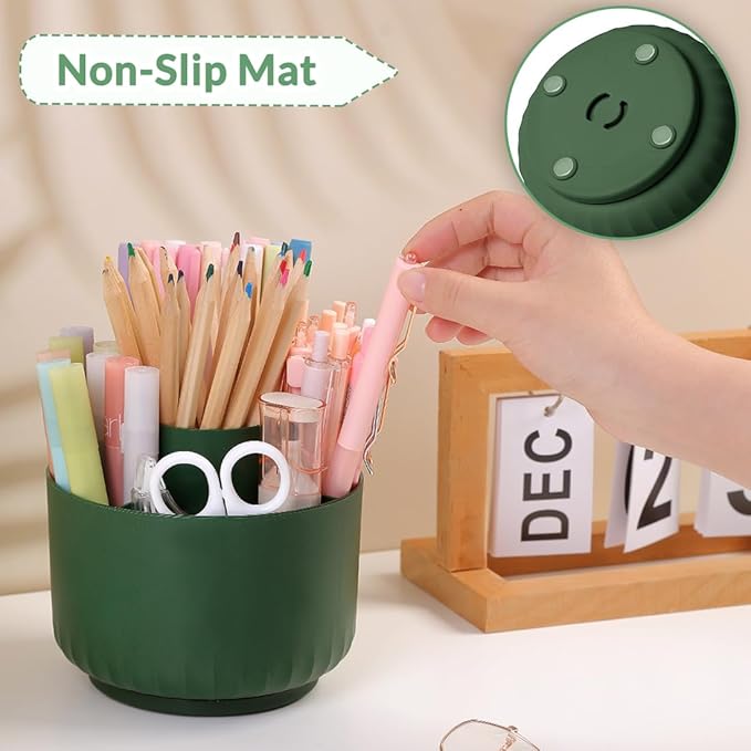 SKYDUE 360 Degree Rotating Desk Organizer, Dual-Purpose Pencil Pen Holder for Desk, Rotating Pencil Cup with Stickers, Office Supplies, Desk Decor for Office, School, Home-DeskLoop Office