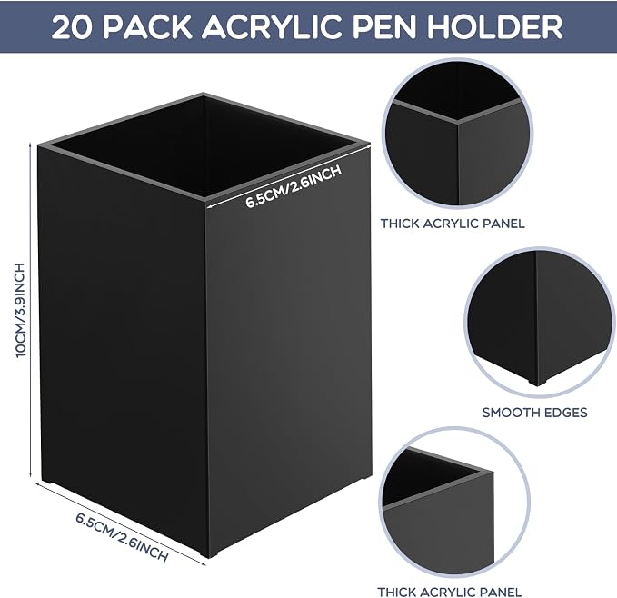 Crtiin 20 Pieces Acrylic Pencil Holder Makeup Brush Holder Pen - Image 2