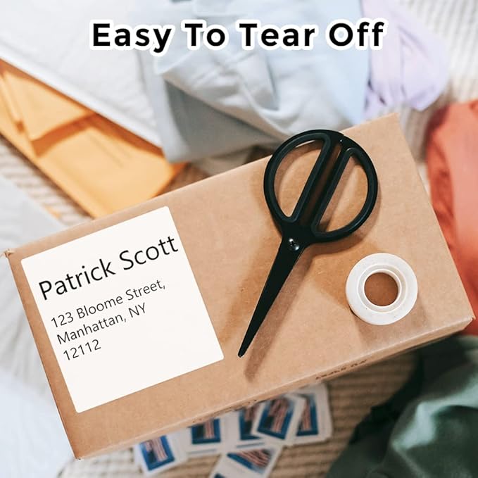 Phomemo Multi-Purpose Square Self-Adhesive Label for Phomemo M220/M250/M260/M221/M200/M421 Label Printer 2.75" x 3.14"(70x80mm), 100 Pcs/Roll Black on White-DeskLoop Office