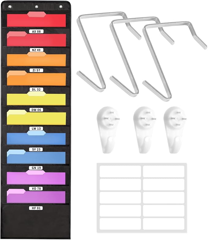 SUNEE 10 Pockets Hanging Wall File Organizer, Space Saver by SUNEE