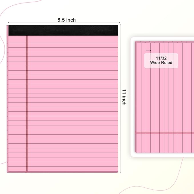 AILZFEI Colored Legal Pads 8.5 x 11 Note Pads 8.5x11 inch, Wide Ruled Clear - Image 2