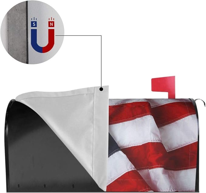 Ouqiuwa American Flag Welcome Magnetic Mailbox Cover, Mailbox Wrap Decorative - Image 4