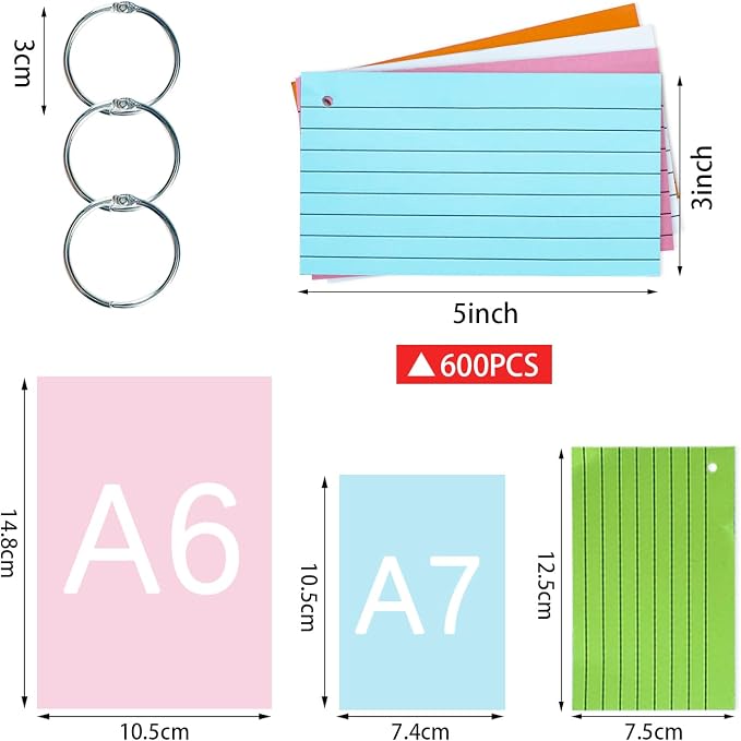 TFLFL Index Cards 3x5 Inch, Thin Note Cards Paper, Study Card Memo Scratch Pad - Image 2