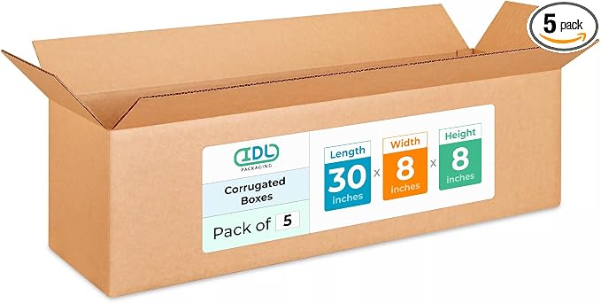 Long Shipping & Moving Boxes 30 x 8 x 8 inches by IDLPackaging