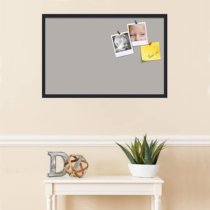 PinPix 34x22 Inch Cork Bulletin Board. This Decorative Framed Pin Board Comes with Dark Stone Design and a Satin Black Frame. Ideal for Home Office Decor or Message Board (PinPix-1808)-DeskLoop Office