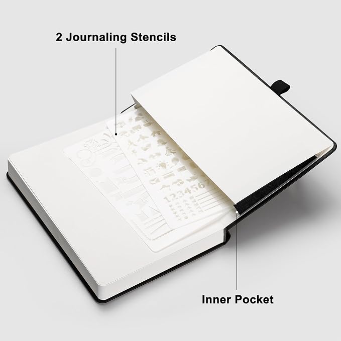 RETTACY Dotted Journal Notebook, 192 Pages, A5 Medium Size, Leather Hardcover - Image 7